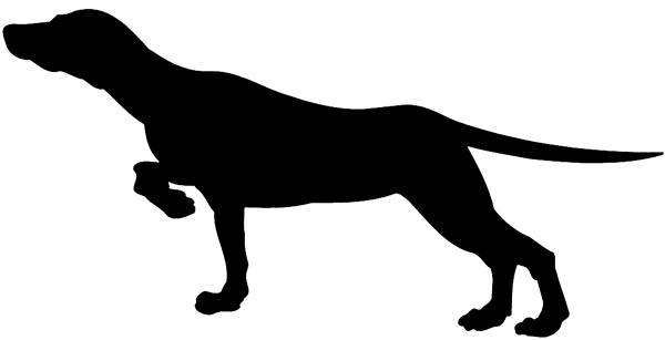 Hunting dog at point silhouette vinyl sticker. Customize on line.      Animals Insects Fish 004-1073  